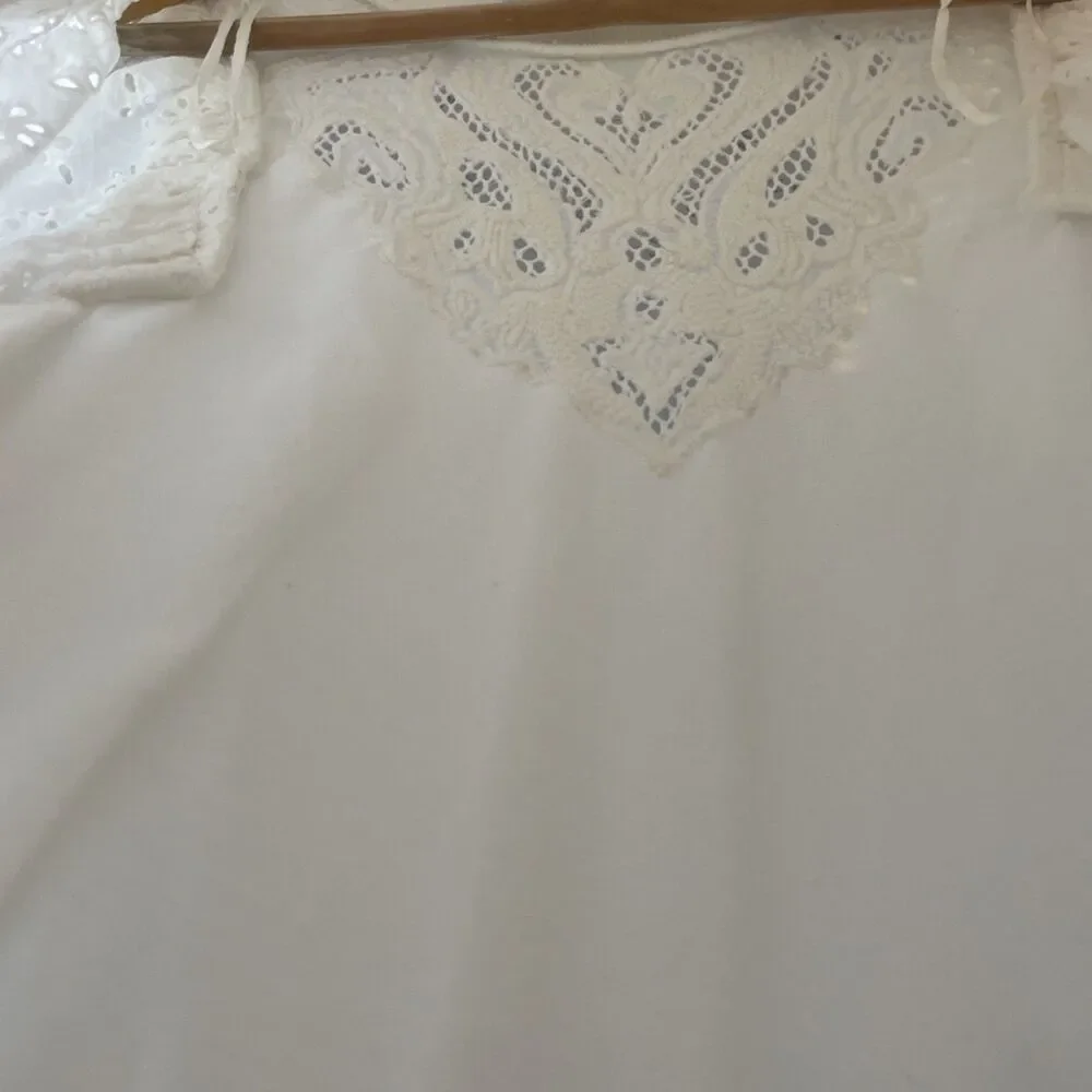 Anthropologie Cream Cotton Crochet Blouse SZ S